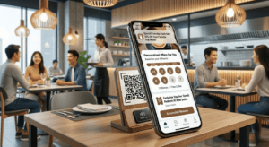Visual representation of AI personalized digital loyalty stamps and automated push notification rewards